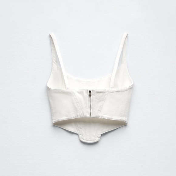 Zara Topstitched Corset Top - Oyster/Off White - Size Small - NWT - Picture 8 of 9